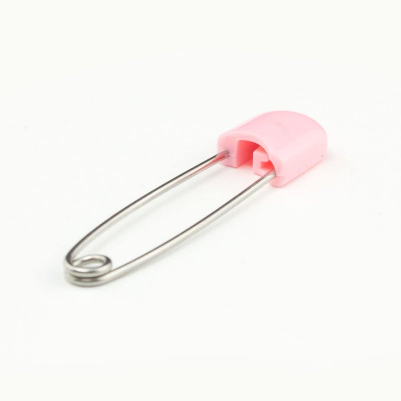 OsoCozy Cloth Diaper Nappy Pins 100 Packs - 100 Stainless Steel Safety Pins with Locking Plastic Heads. Durable, Safe and Cute 2.2 Inches Long (Pink) - Image 2